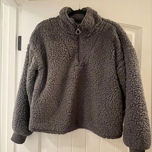 Thread & Supply Gray Sherpa Pullover Quarter Zip